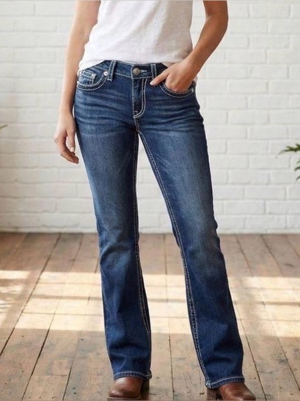BKE Buckle Dark Wash Dark Wash Mid Rise Payton Boot Cut Y2K Jeans 30W 33.5L